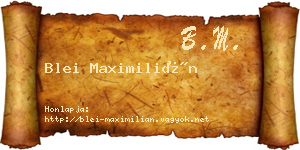 Blei Maximilián névjegykártya
